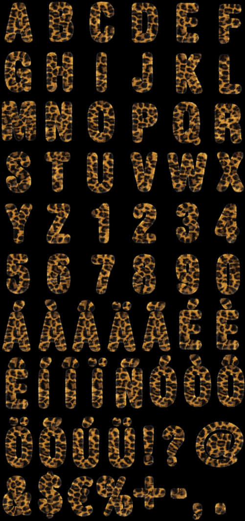 Leopard Print Alphabetand Numbers PNG image