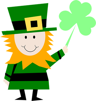 Leprechaun Cartoon Holding Clover PNG image