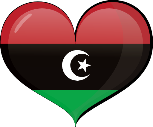 Libyan Flag Heart Shaped Graphic PNG image