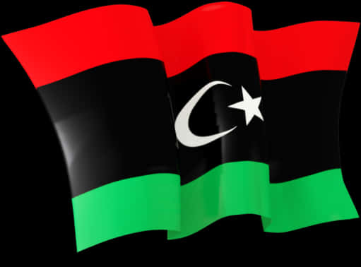 Libyan Flag Waving Graphic PNG image