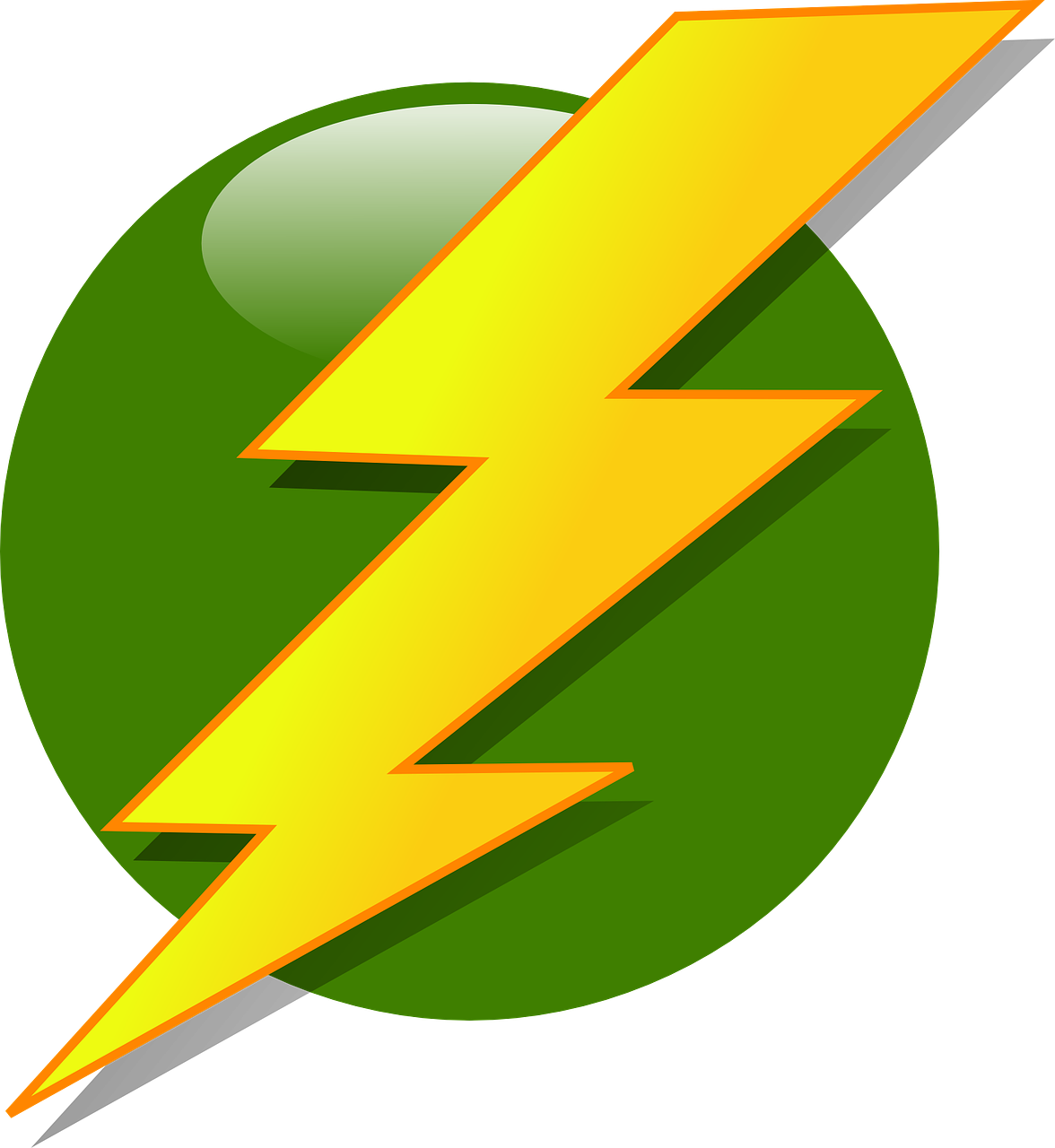 Lightning Bolt Icon Green Background PNG image