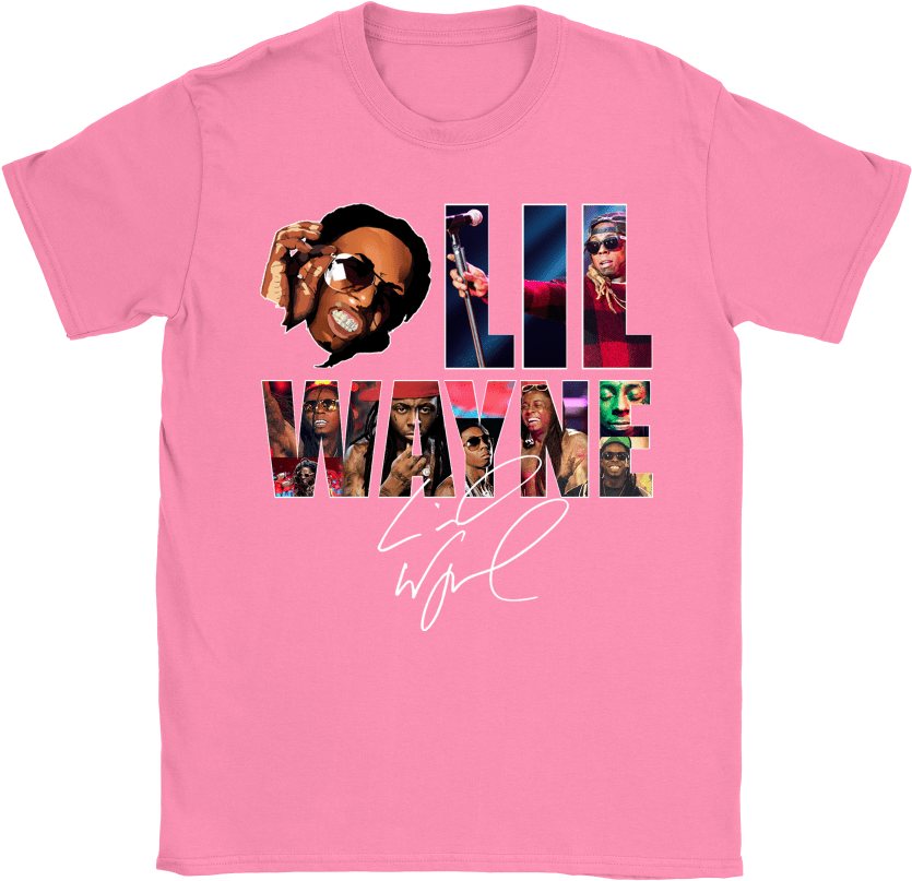 Lil Wayne Collage Pink Tshirt PNG image