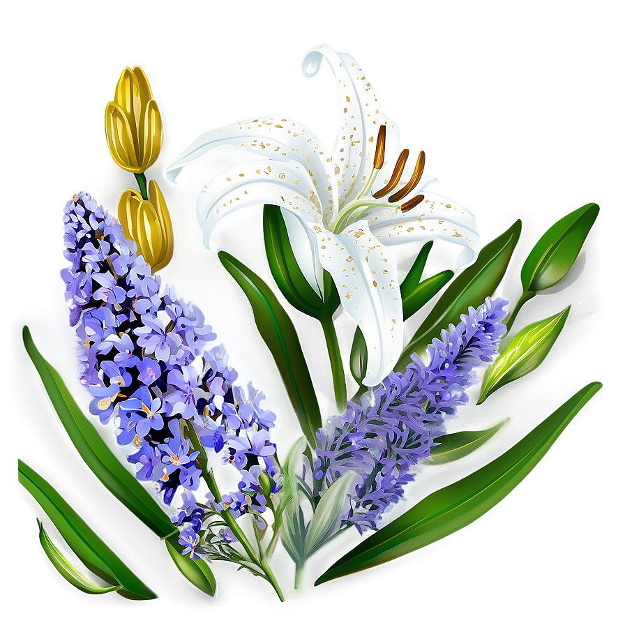 Lilies And Lavender Png 06282024 PNG image