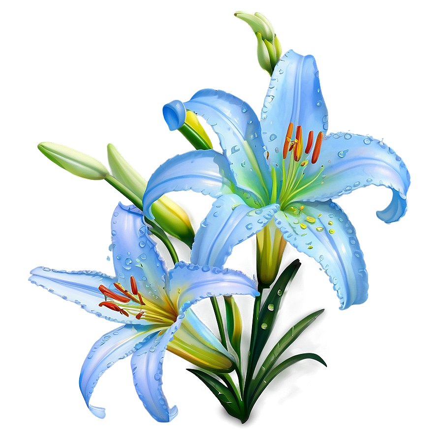 Lilies With Dewdrops Png 73 PNG image