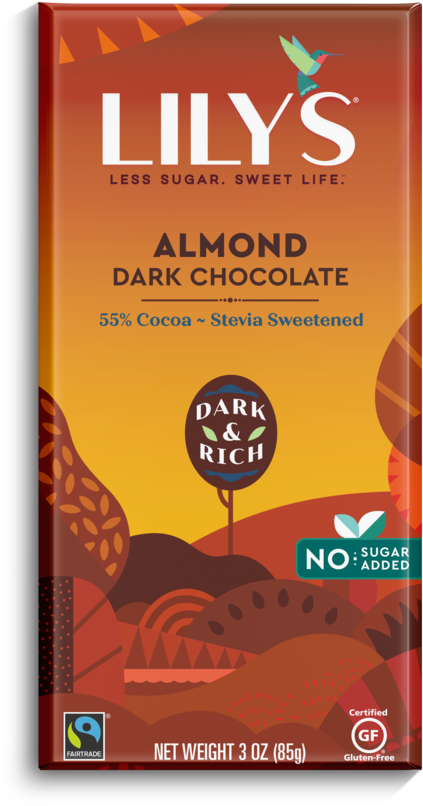 Lilys Almond Dark Chocolate Packaging PNG image