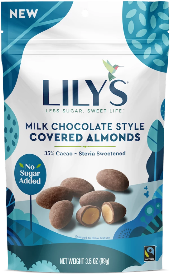 Lilys Milk Chocolate Style Covered Almonds Package PNG image