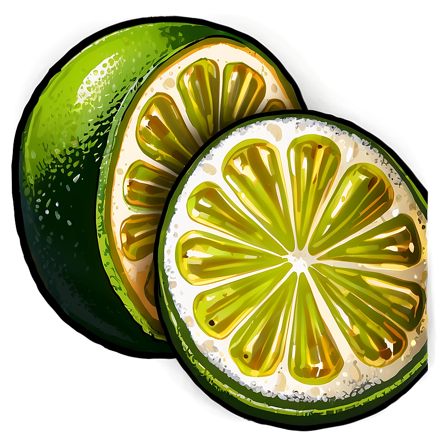 Lime Slice Sketch Png 06132024 PNG image