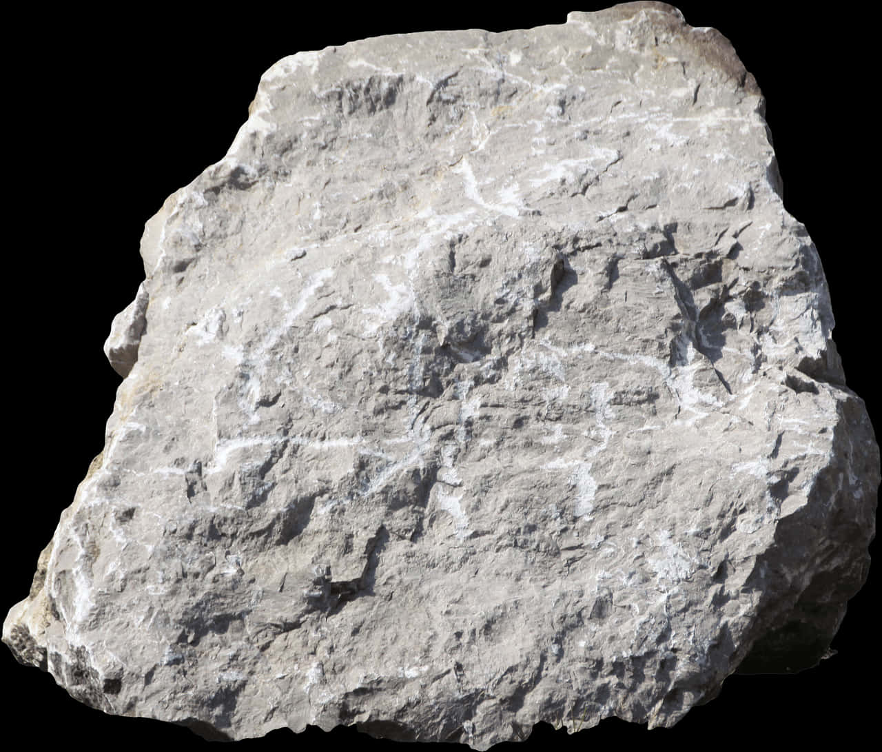 Limestone Rock Isolatedon Black PNG image