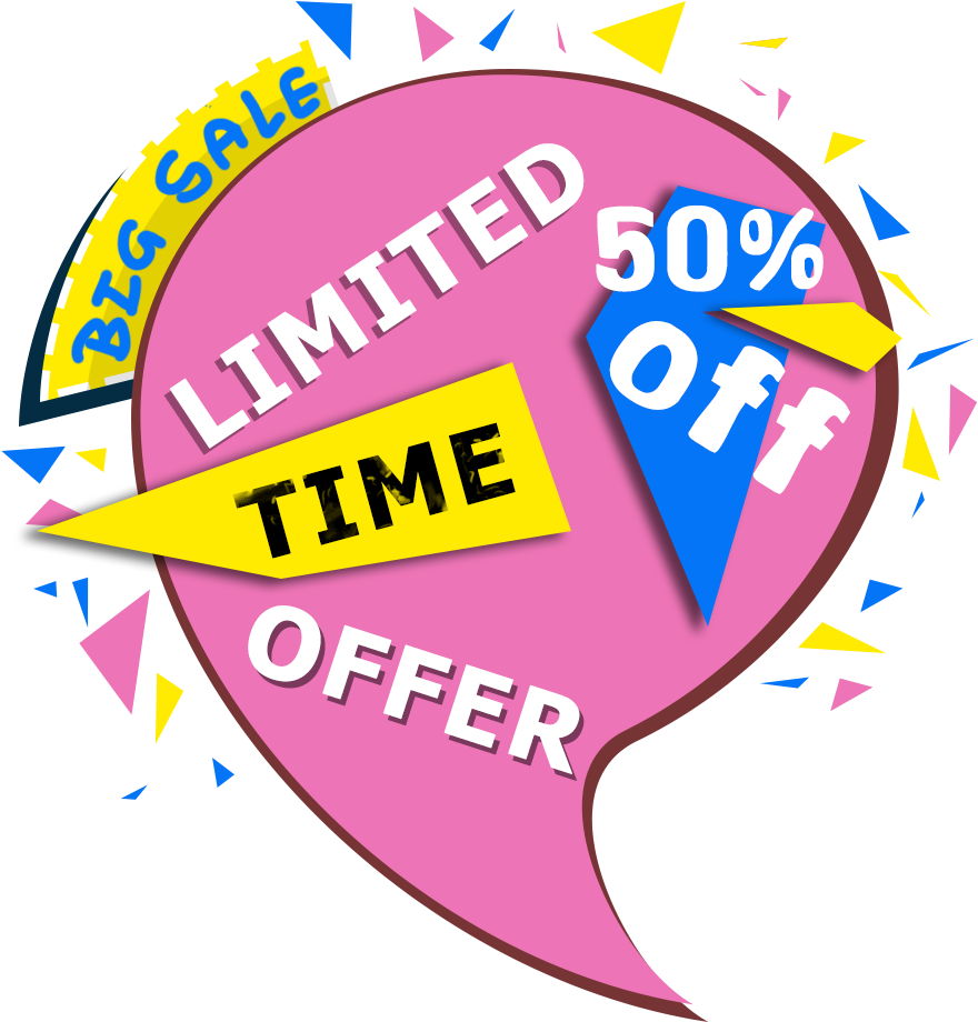 Limited Time Sale50 Percent Off Promotion PNG image