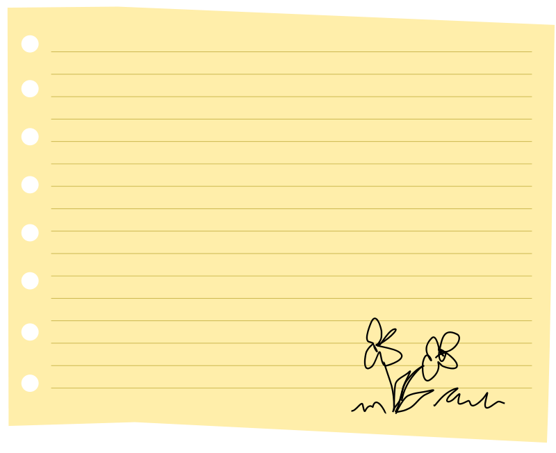 Lined Note Paperwith Floral Doodle PNG image