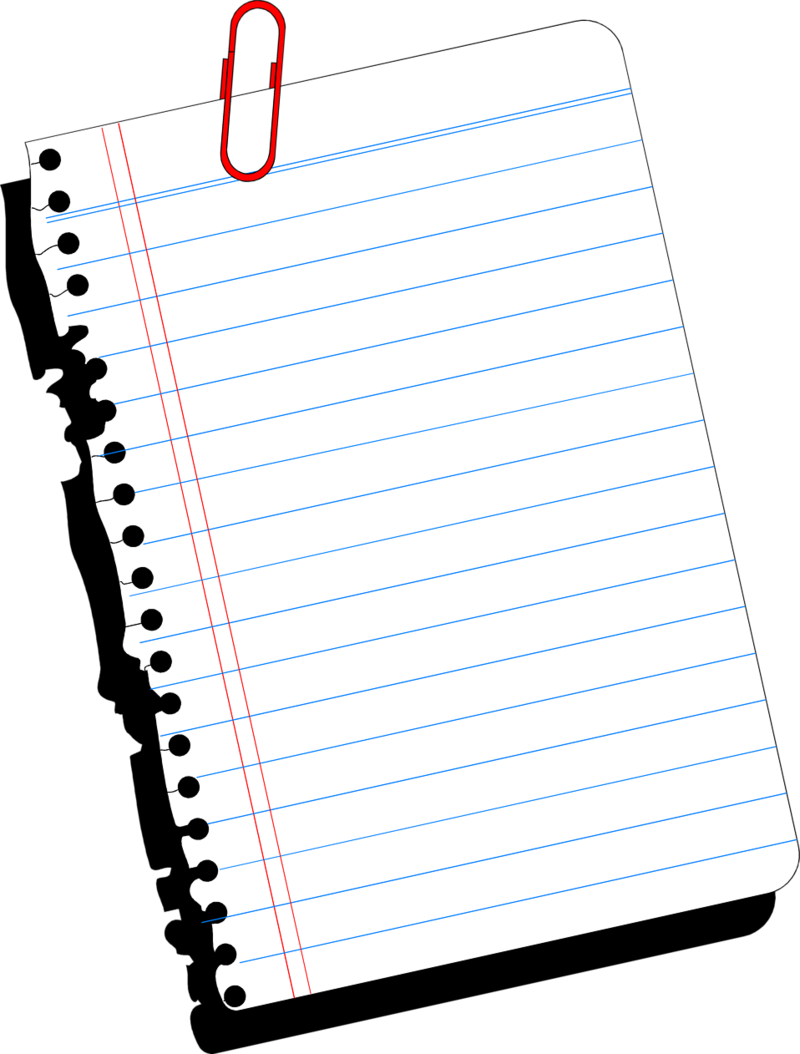 Lined Notebook Paperwith Paperclip PNG image