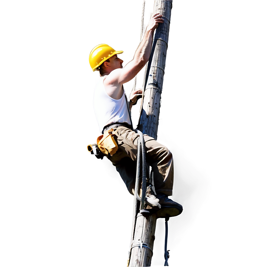 Lineman Climbing Pole Png 06282024 PNG image