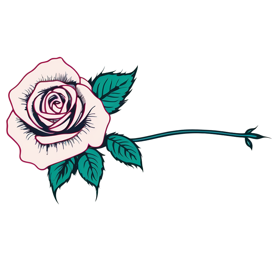 Linework Rose Tattoo Outline Png 05252024 PNG image