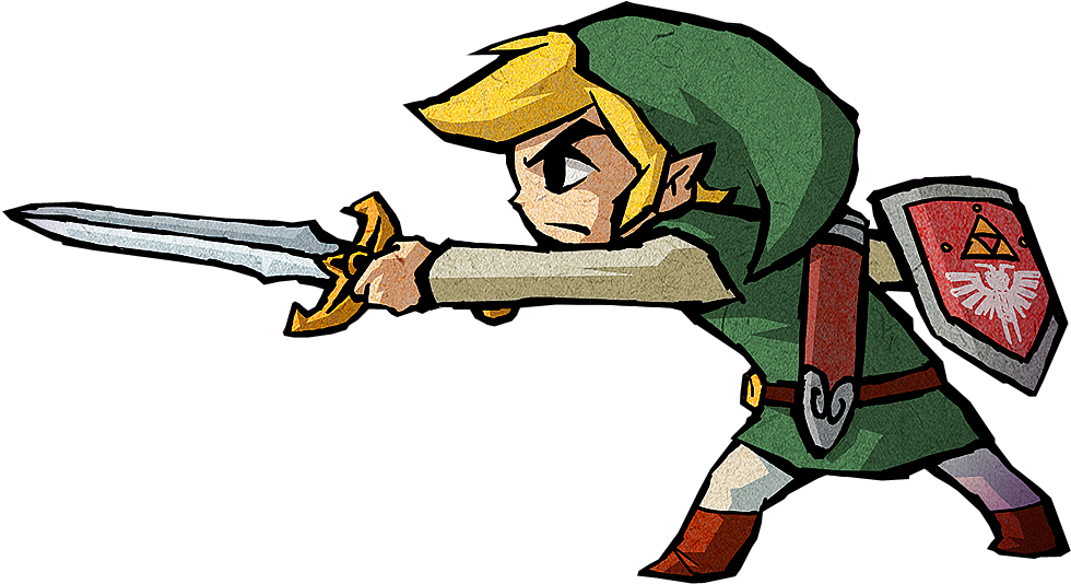 Link Action Posewith Swordand Shield PNG image