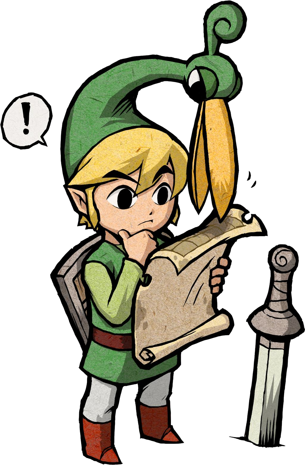 Link Reading Map With Sword PNG image