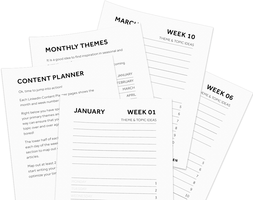 Linked In Content Planner Sheets PNG image