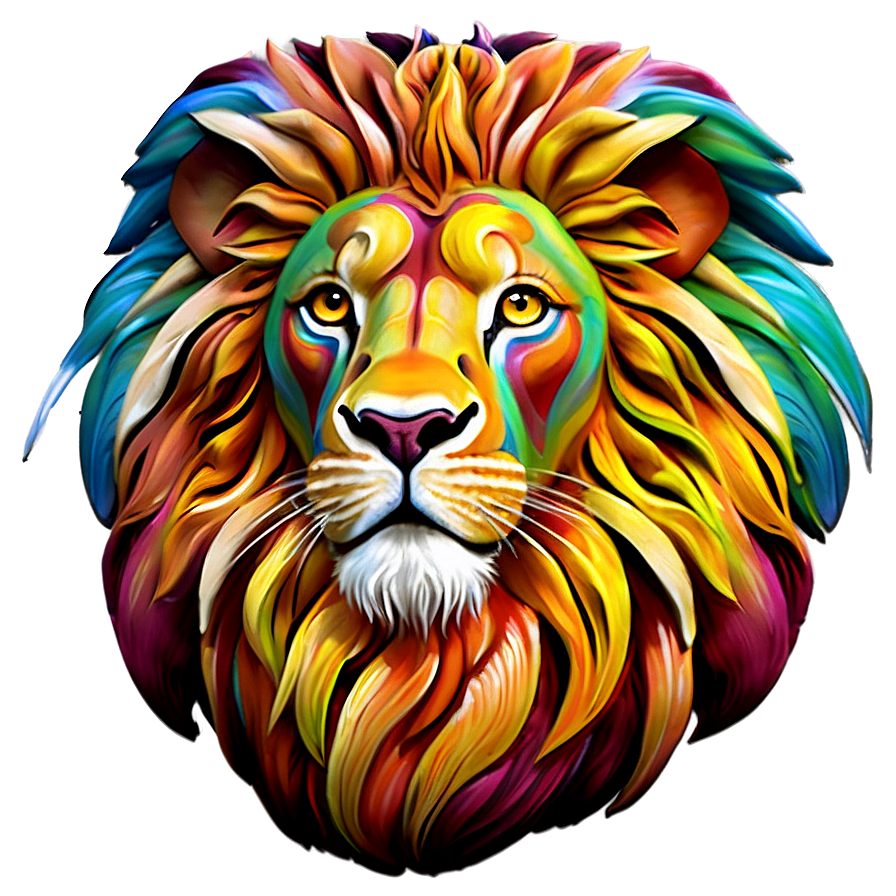 Lion Colorful Art Png 05032024 PNG image