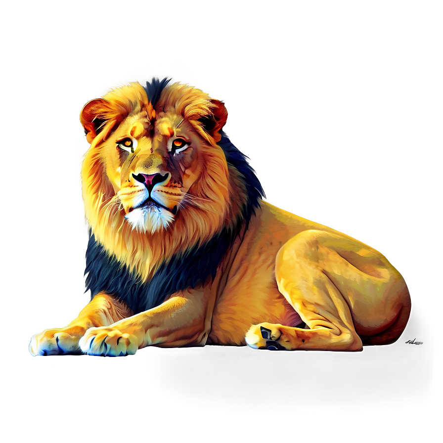 Lion Colorful Art Png Bgw PNG image