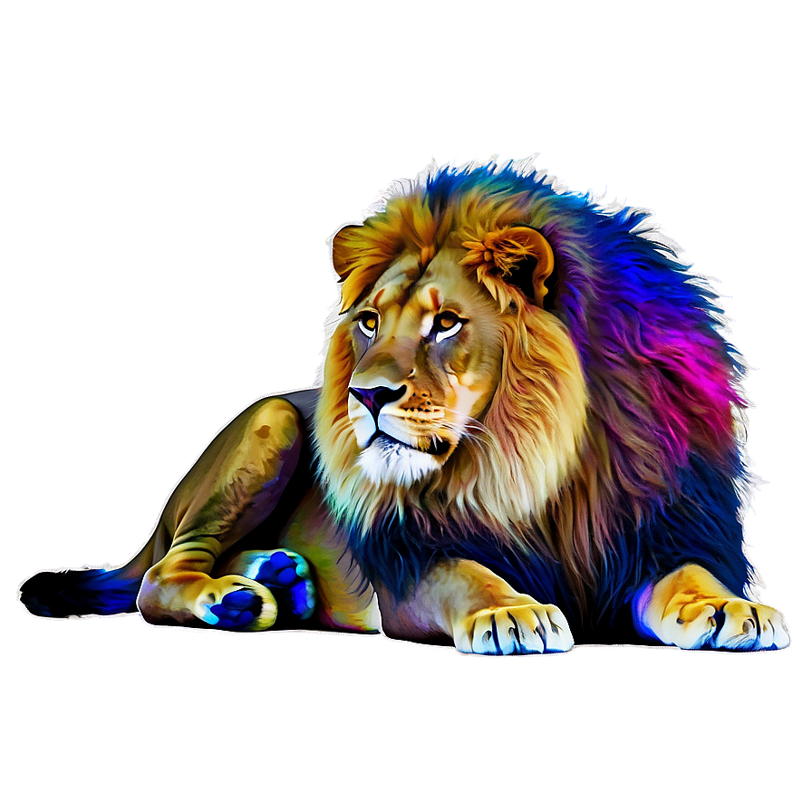 Lion Colorful Art Png Glm27 PNG image