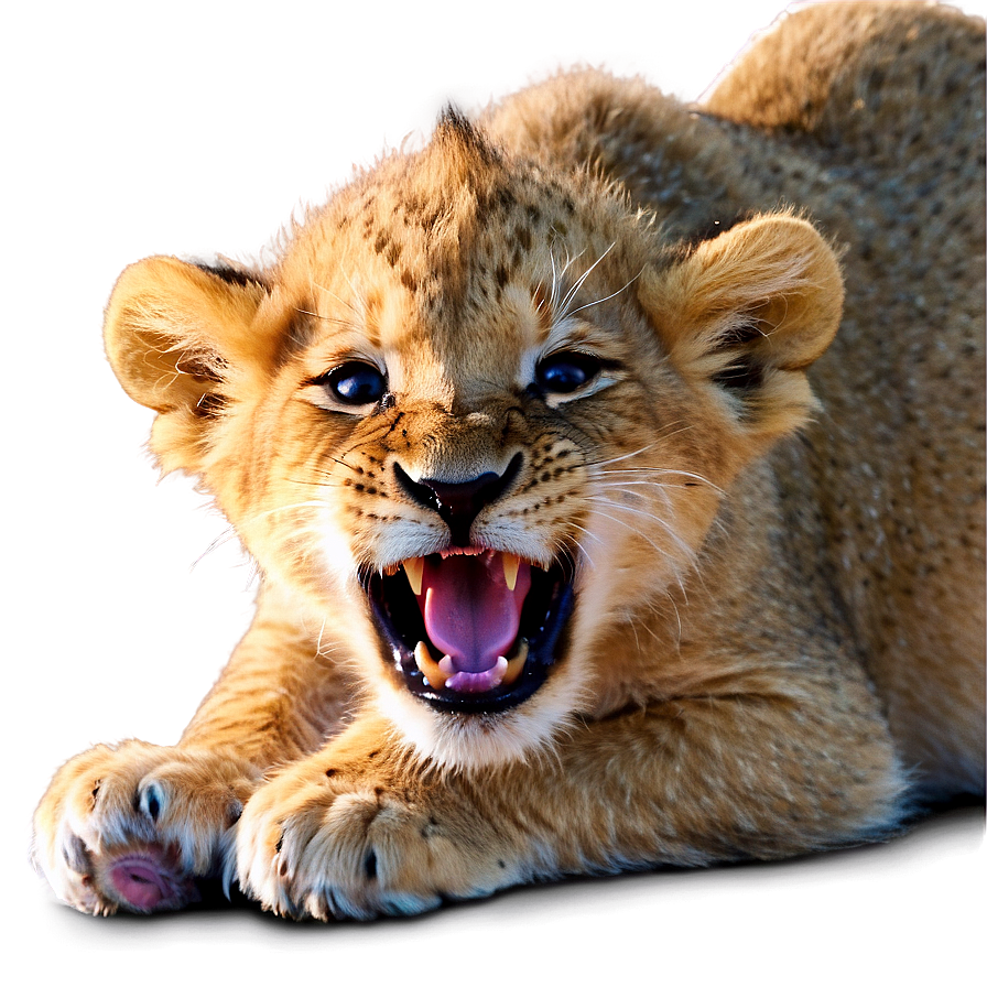Lion Cub Yawning Png 05032024 PNG image