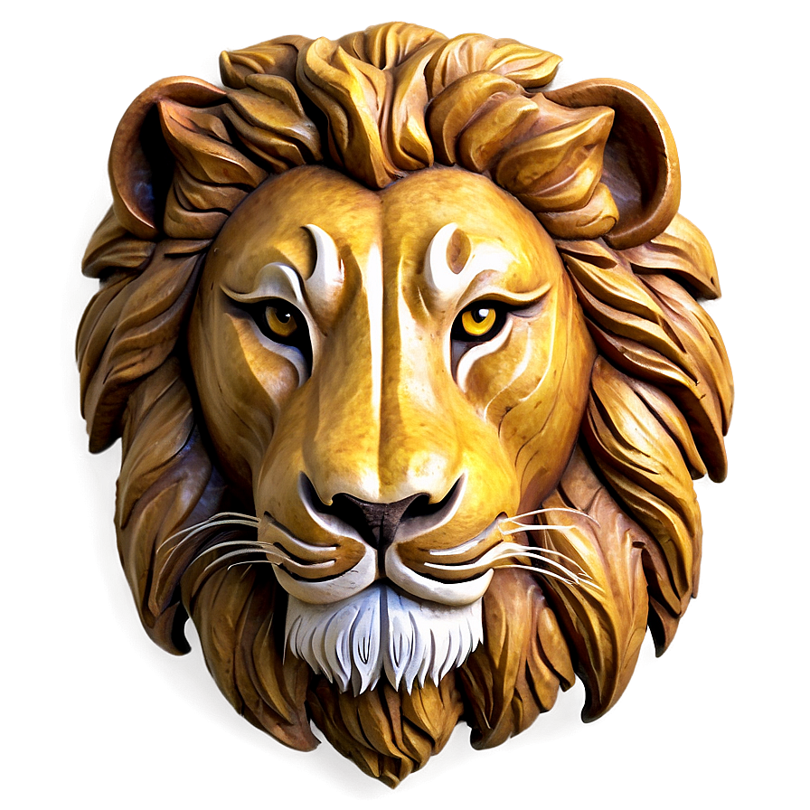 Lion Face Carving Png Vtg PNG image