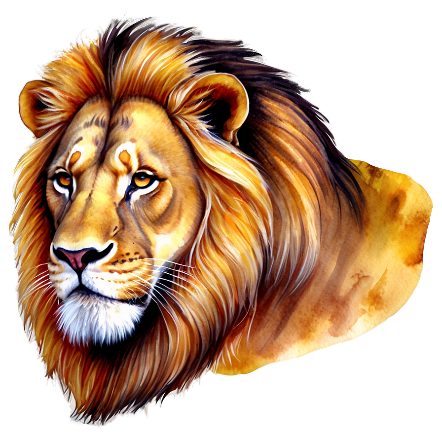 Lion Face Watercolor Png 06122024 PNG image