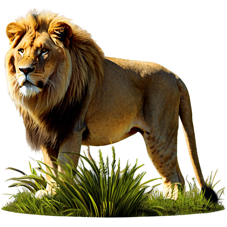 Lion In Grassland Png Hpr PNG image