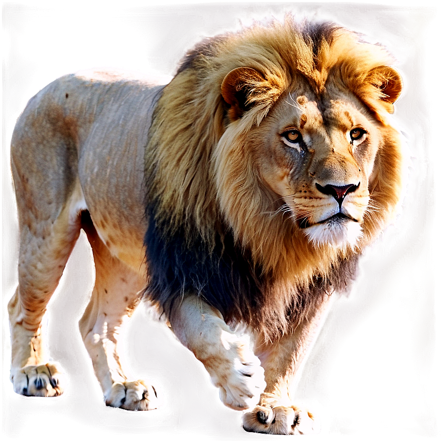 Lion In Savannah Sun Png Bwg PNG image