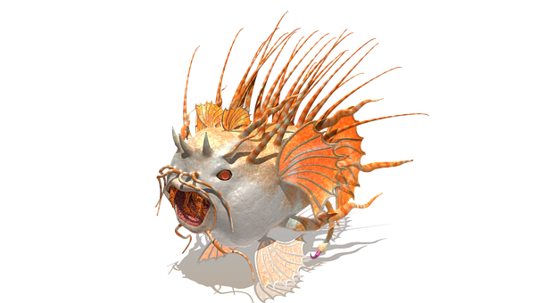 Lionfish_ Illustration_ Black_ Background PNG image