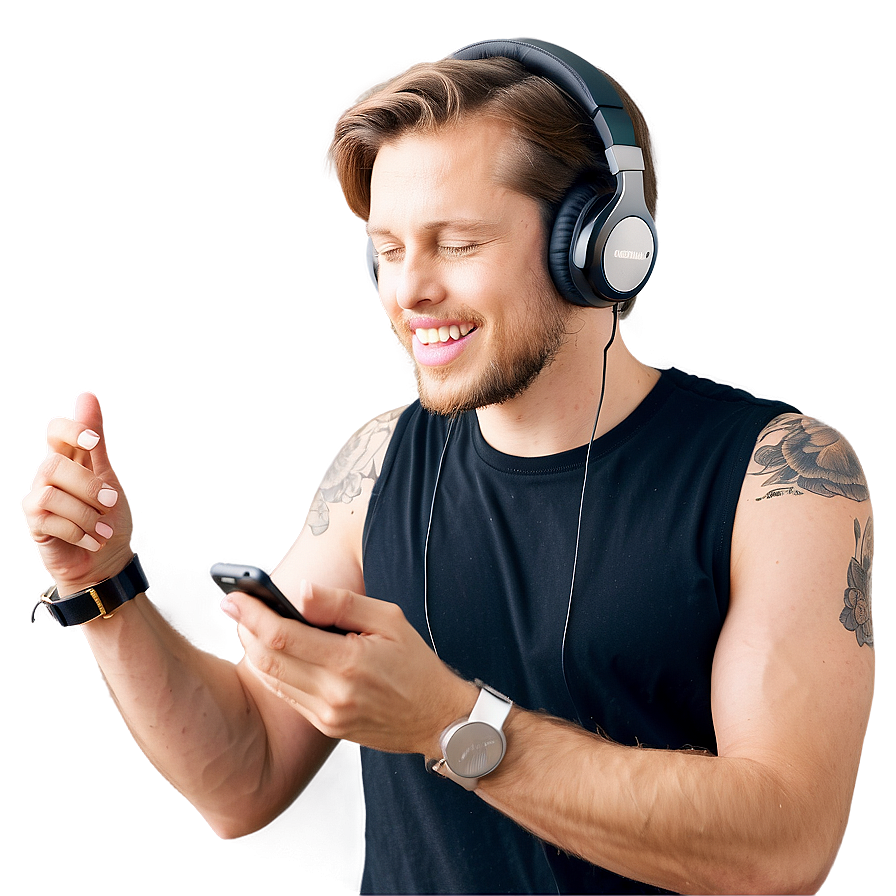 Listening To Music On Phone Png Ace13 PNG image