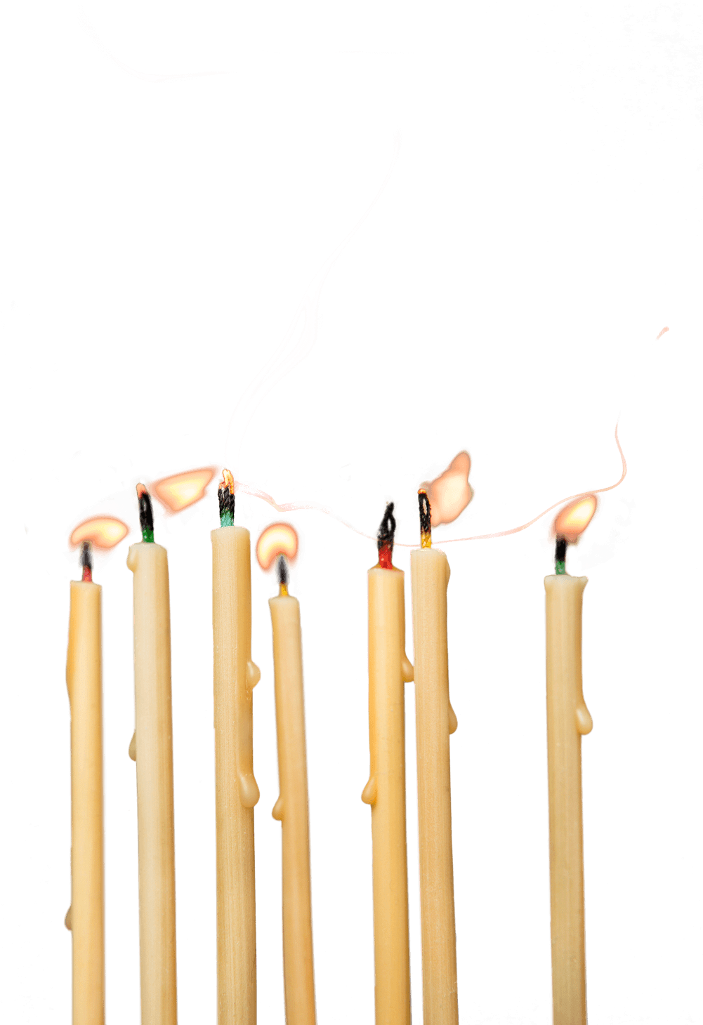 Lit Birthday Candles Smoke PNG image