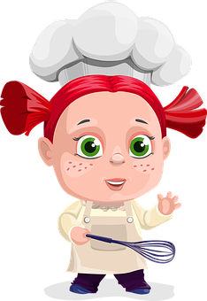 Little Chef Girl Cartoon Character PNG image