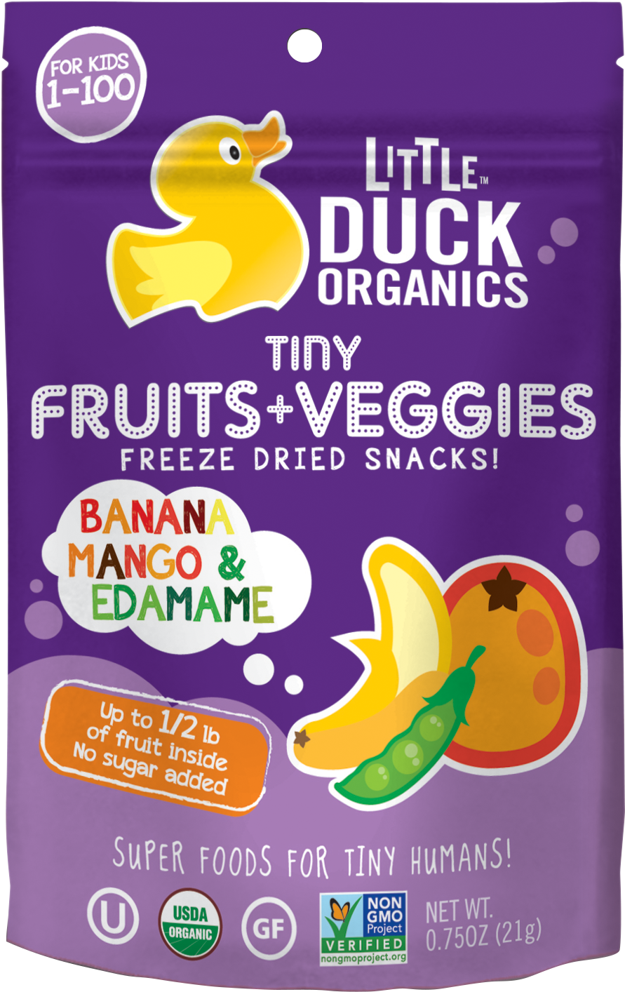 Little Duck Organics Freeze Dried Snacks Packaging PNG image