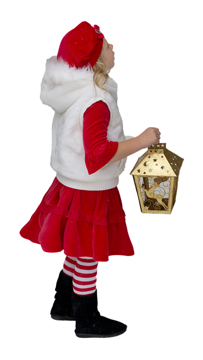 Little Girl Christmas Lantern PNG image