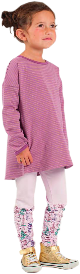 Little Girl In Purple Tunic And Floral Leggings.png PNG image