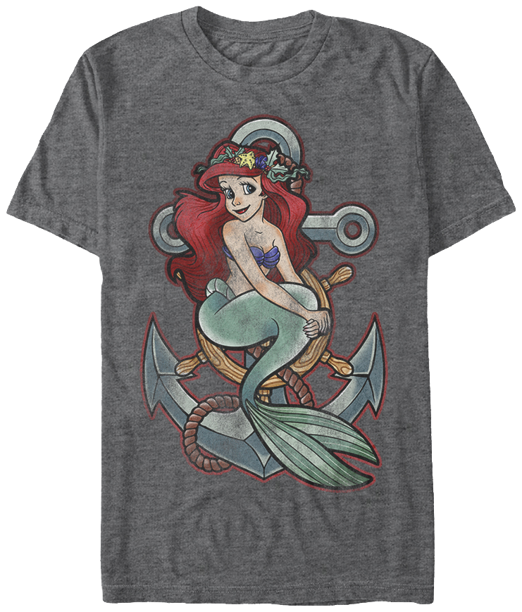 Little Mermaid Anchored T Shirt Design PNG image