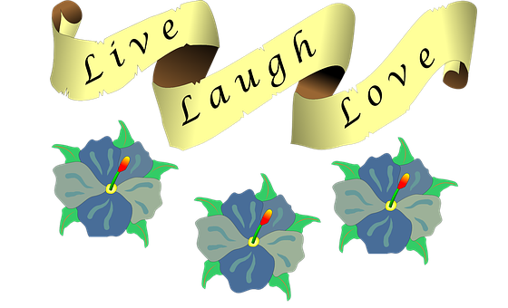 Live Laugh Love Banner Flowers PNG image