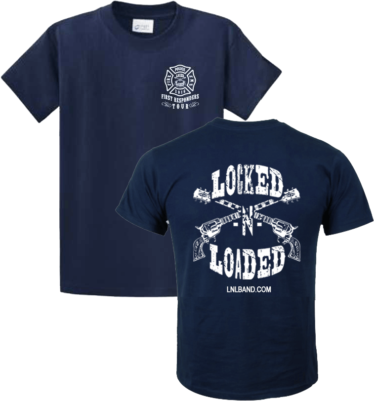 Lockedand Loaded Band T Shirt Design PNG image