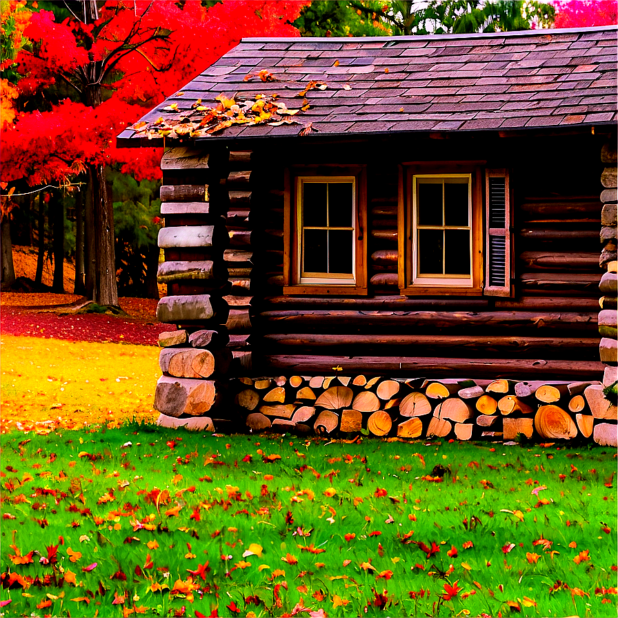 Log Cabin In Fall Foliage Png 60 PNG image