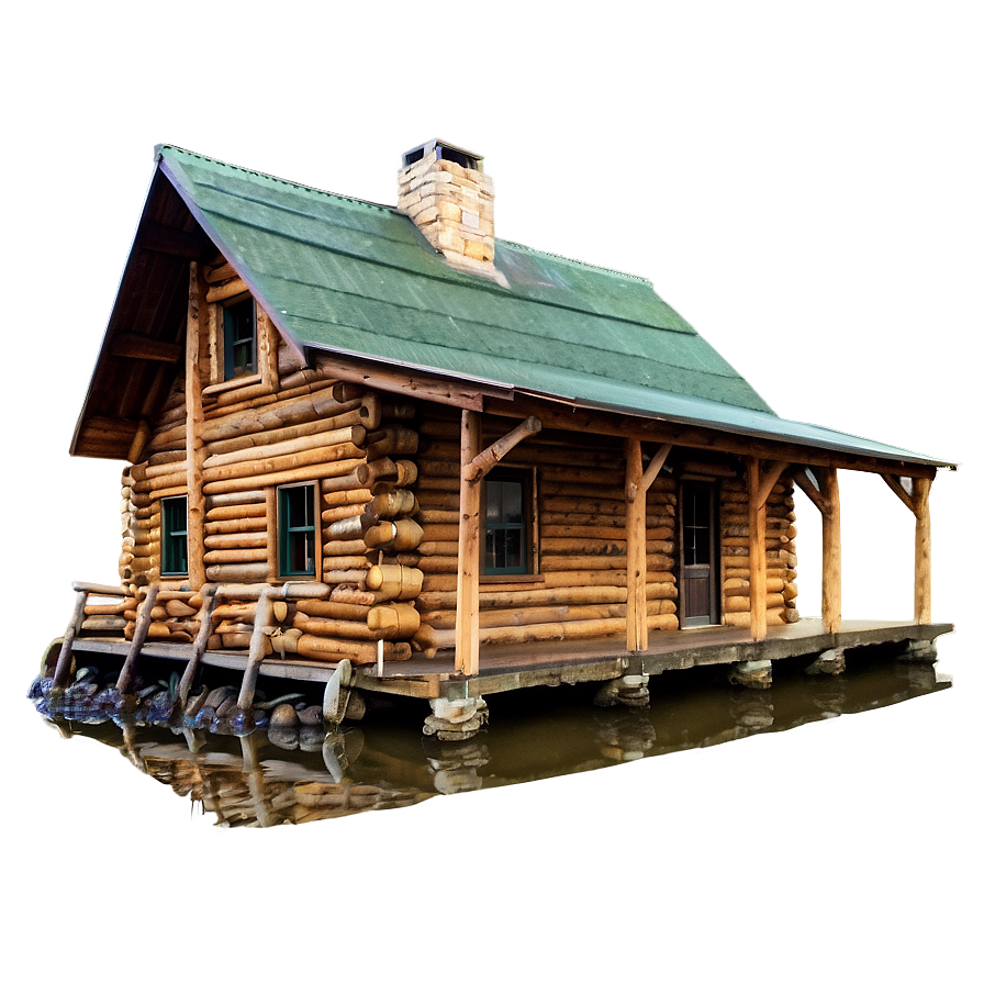 Log Cabin On The River Png Mfs37 PNG image