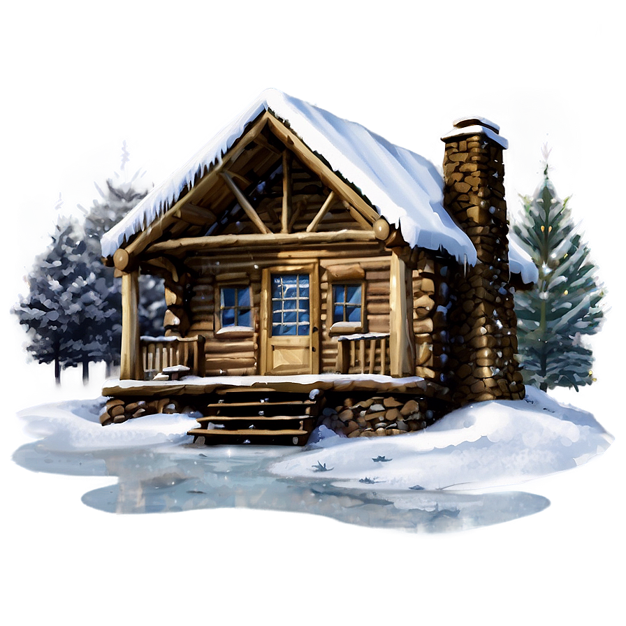 Log Cabin Winter Wonderland Png Bni PNG image