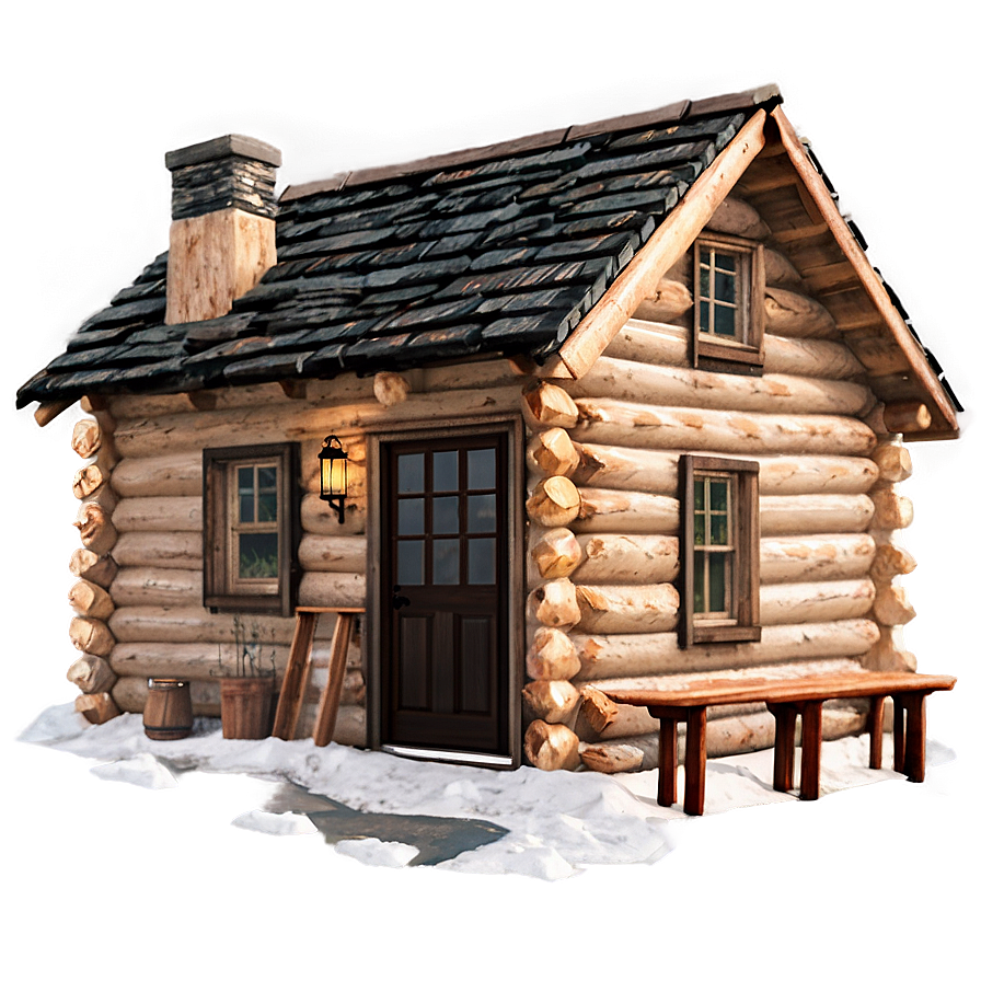 Log Cabin With Fireplace Png 06122024 PNG image