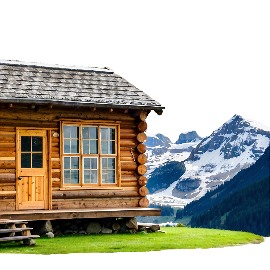 Log Cabin With Mountain Backdrop Png 23 PNG image