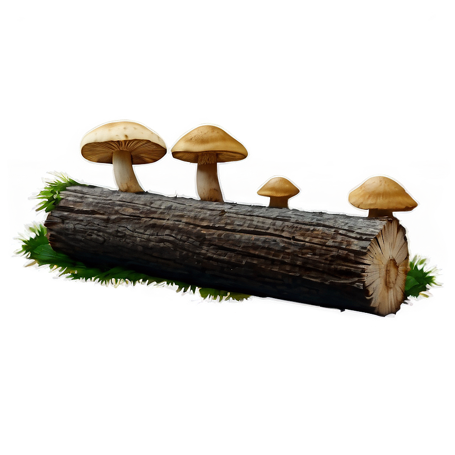 Log With Mushrooms Png 05252024 PNG image