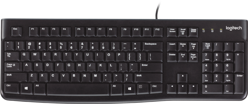 Logitech Black Wired Keyboard PNG image