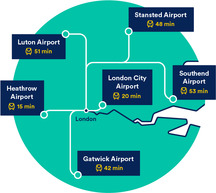 London Airport Travel Times Map PNG image