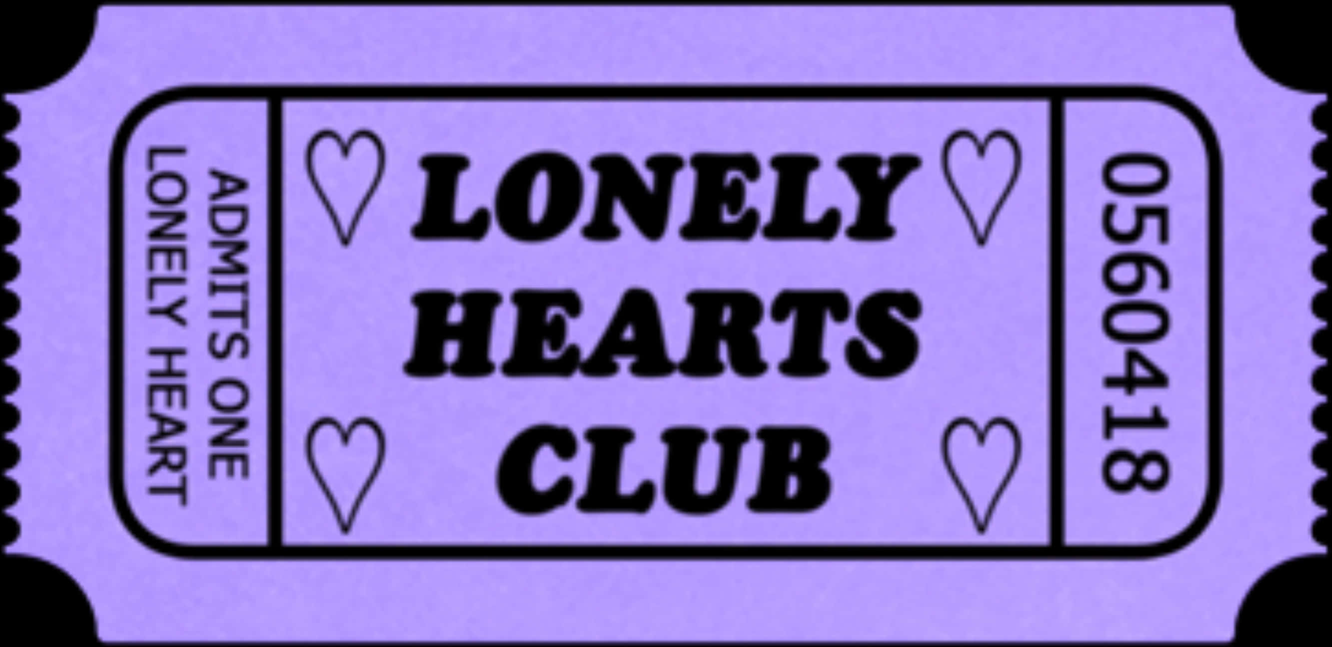 Lonely Hearts Club Ticket Overlay PNG image