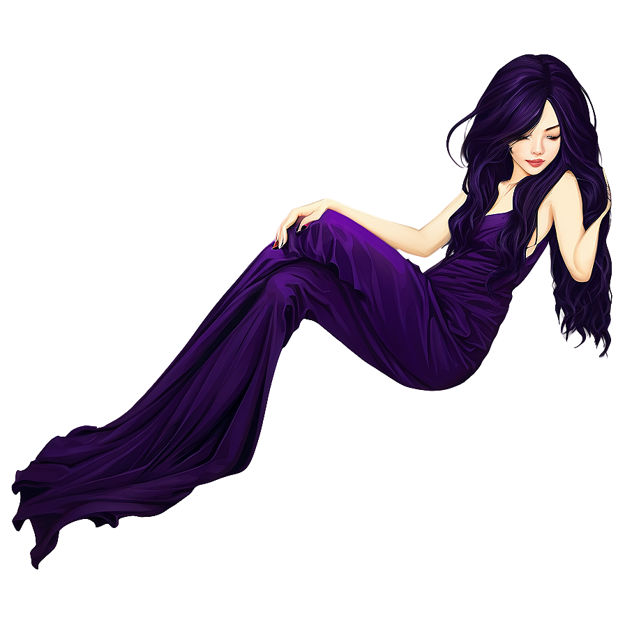 Long Flowing Purple Hair Illustration Png 58 PNG image