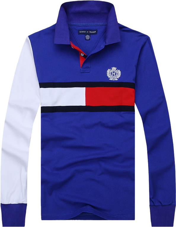 Long Sleeve Striped Polo Shirt PNG image