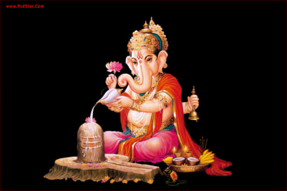 Lord Ganesh Abhishekam Ritual PNG image